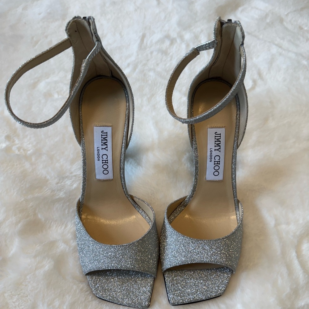 Jimmy Choo Sparkling Silver Heels